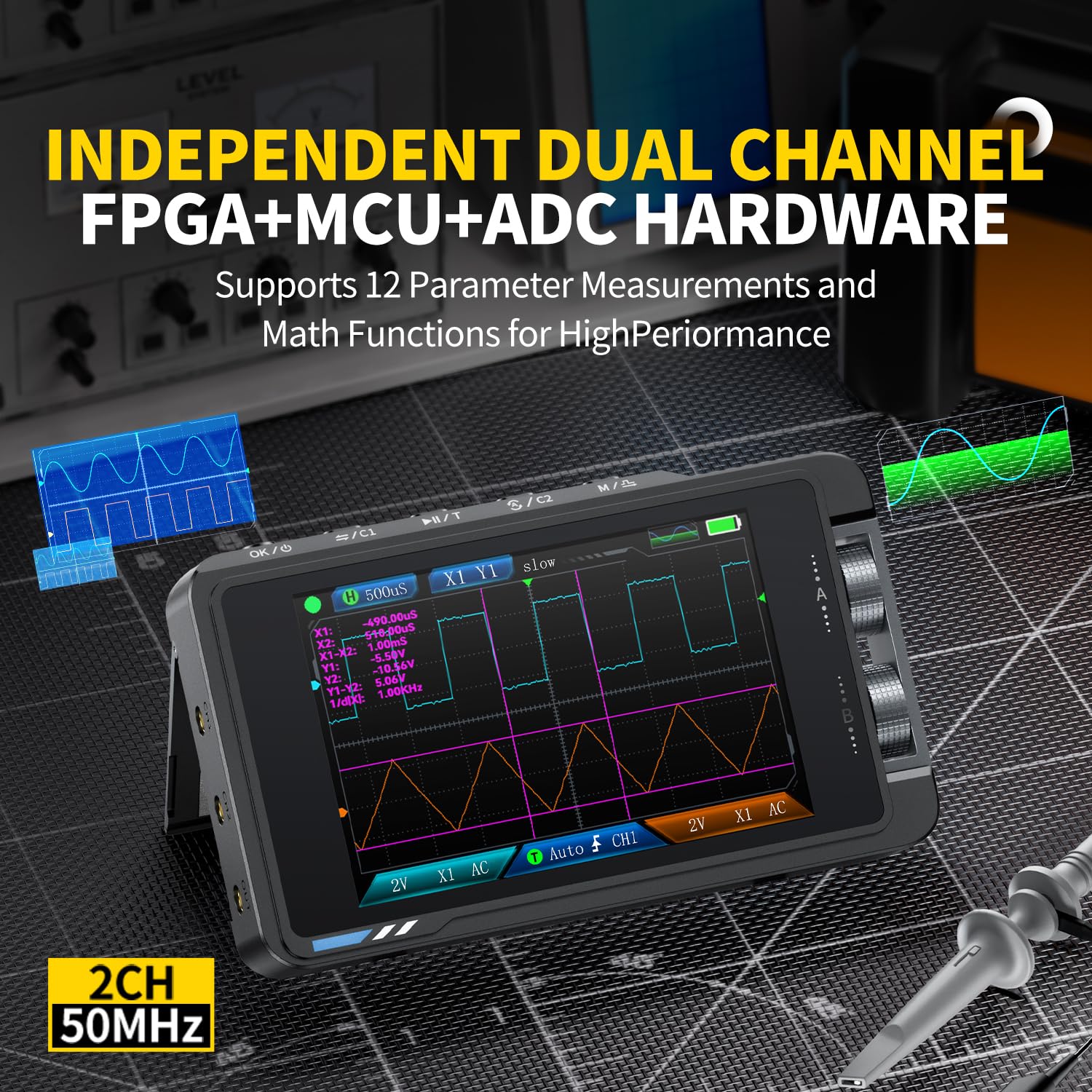FNIRSI DS215H Digital Oscillos - đánh giá và giá Fnirsi Digital Oscilloscope Handheld