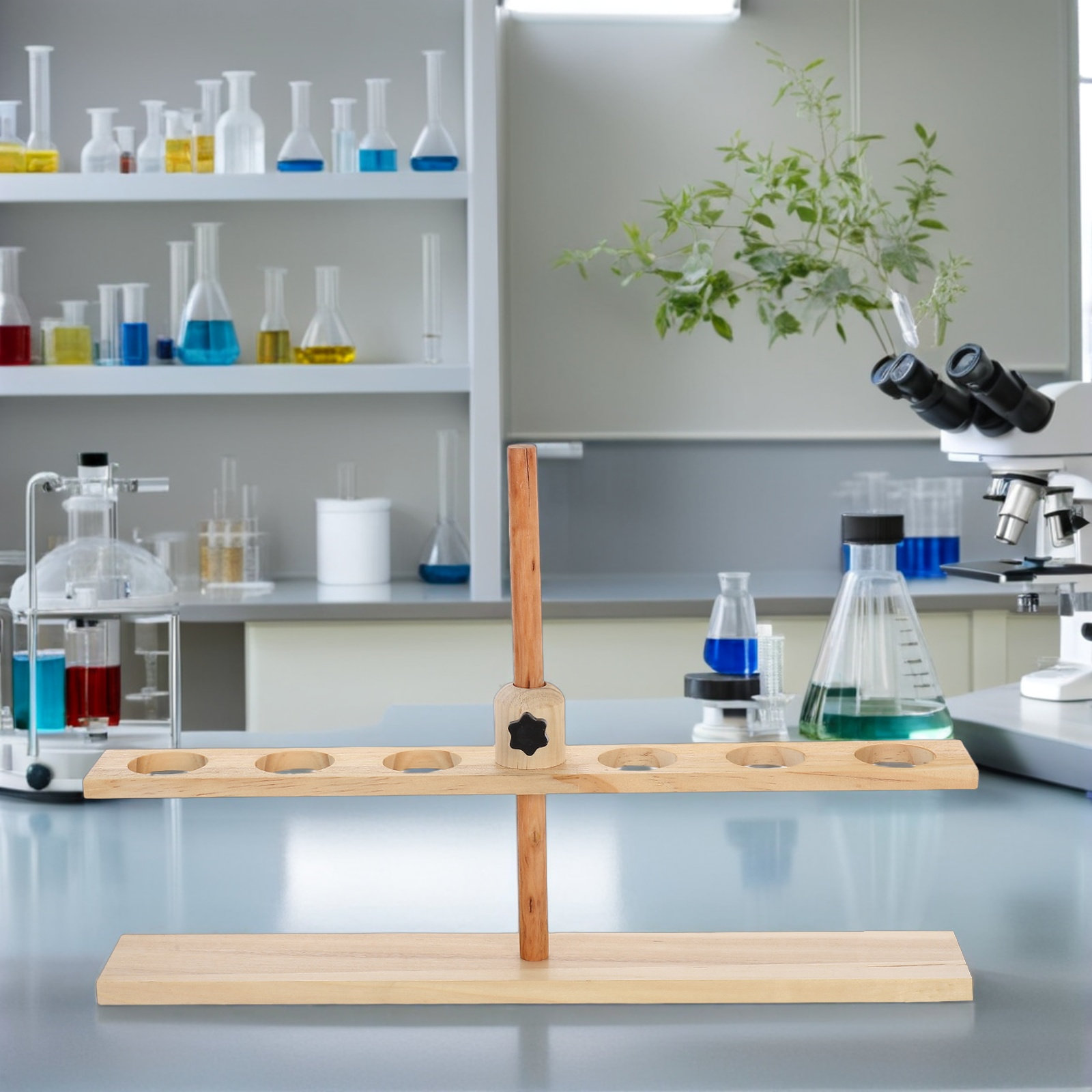 6 Hole Wooden Funnel Stand Adj - đánh giá và giá Lab Equipment